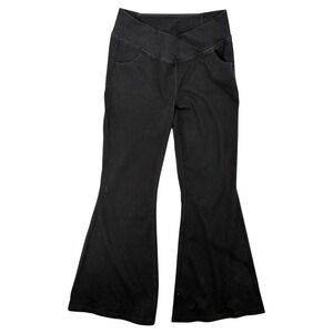 Halara Black Crossover Waistband Flare Pants XL High Rise Stretch Pull On